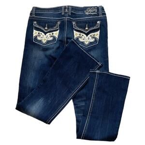 Hydraulic Gramercy Jeans Womens Size 8 Tall Rhinestones Big Stitches Embroidered
